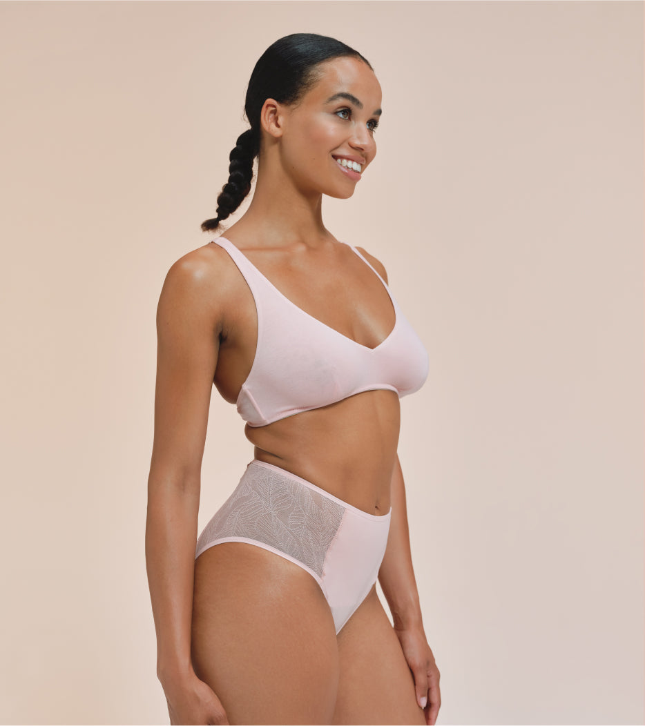 High-Waist in pizzo - Nylon riciclato - Corallo