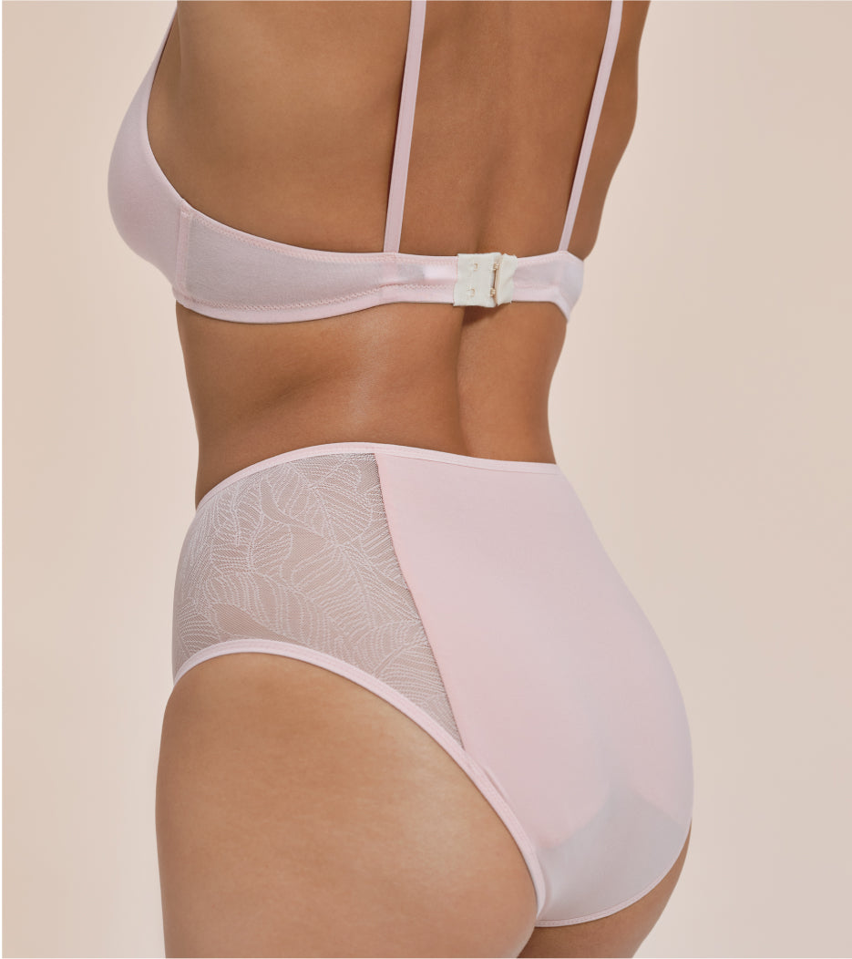 High-Waist in pizzo - Nylon riciclato - Corallo