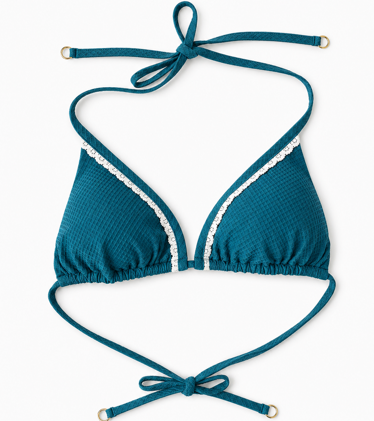Costume da bagno - Waffle - Triangolo - Top - Verde acqua